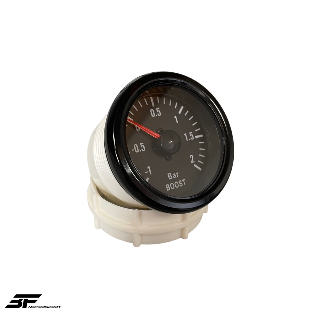 Ladedruckanzeige NEU 2 Bar 52mm Schwarz Komplett-Set Boost Turbo