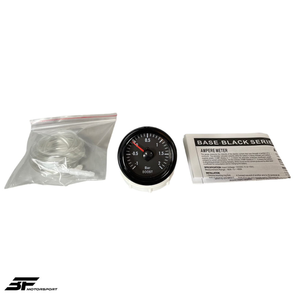 Ladedruckanzeige NEU 2 Bar 52mm Schwarz Komplett-Set Boost Turbo