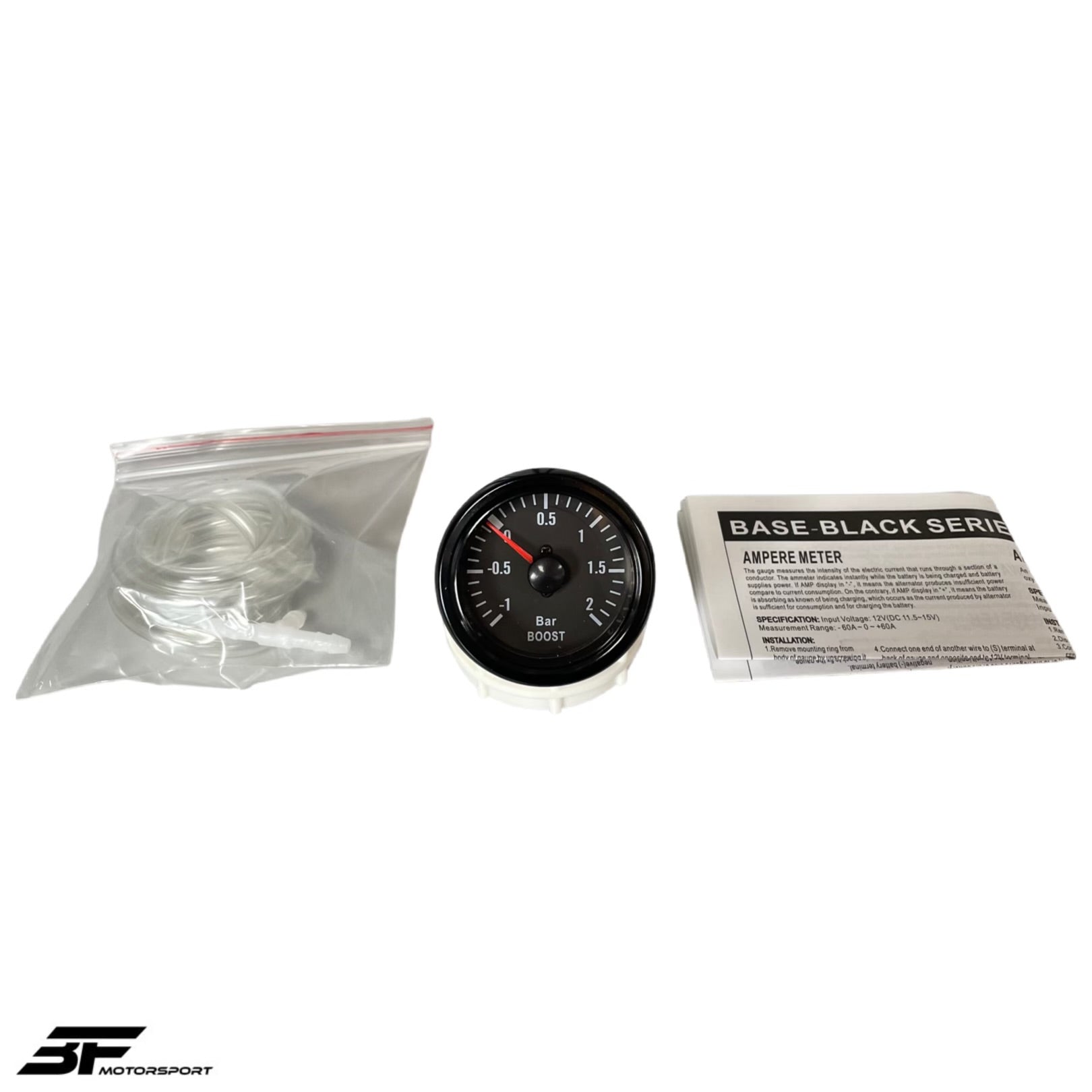 Ladedruckanzeige NEU 2 Bar 52mm Schwarz Komplett-Set Boost Turbo