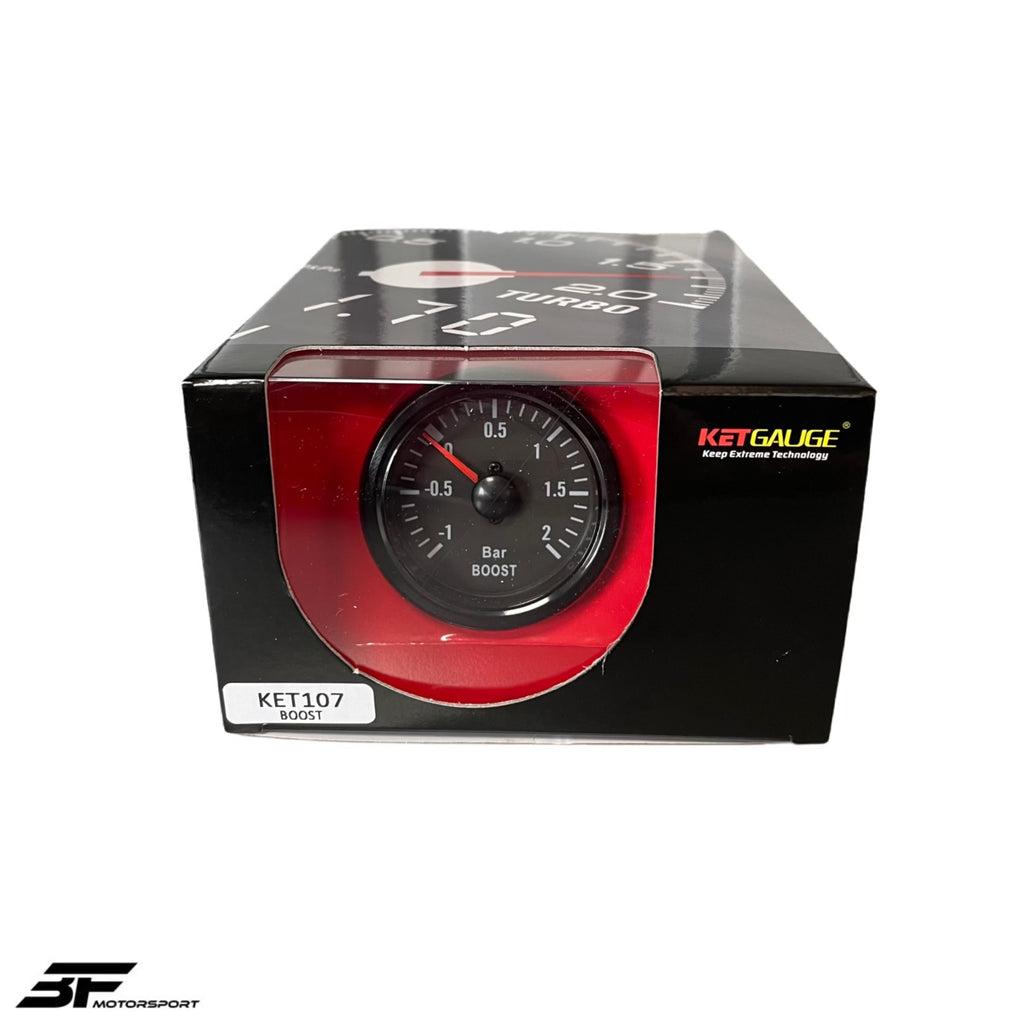 Ladedruckanzeige NEU 2 Bar 52mm Schwarz Komplett-Set Boost Turbo